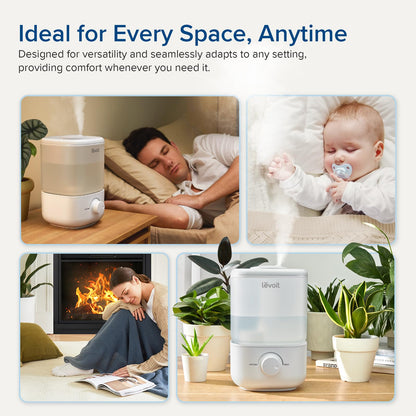 LEVOIT Humidifier for Bedroom, Ultra-Quiet 23dB, Easy to Fill & Clean, Cool Mist Air Humidifier for Home, Baby Nursery & Plants with 360° Rotation Nozzle, Auto Shut-off and Top Fill, Up to 25H