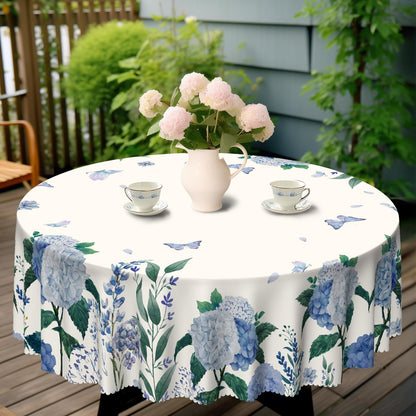 Eikione Round Table Cloths 60 in, Floral Tablecloth Waterproof, Wrinkle Free Polyester Flower Table Cover for Patio Party