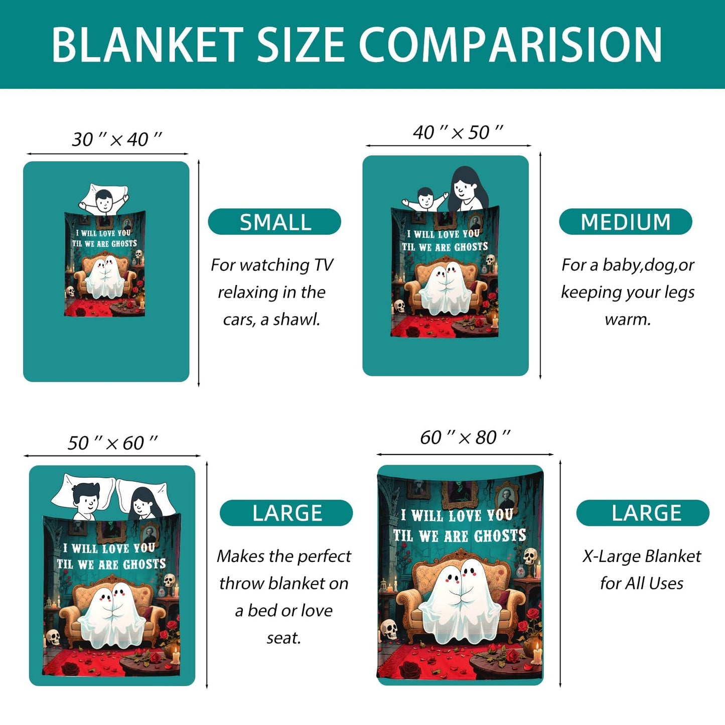 Halloween Throw Blanket Gifts for Men Women, Halloween Fall Throw Blanket, Cozy Halloweens Blanket for Couples Adults, Boo Basket Gift for Boyfriend Girlfriend, Flannel Blankets for Bed Couch, 50"X60"