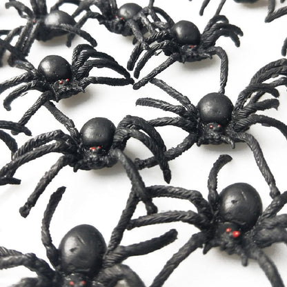 JIALWEN 50PCS Realistic Halloween Plastic Spiders Small Size Black Spiders Toys Fake Spiders Prank Props for Halloween Party Decorations