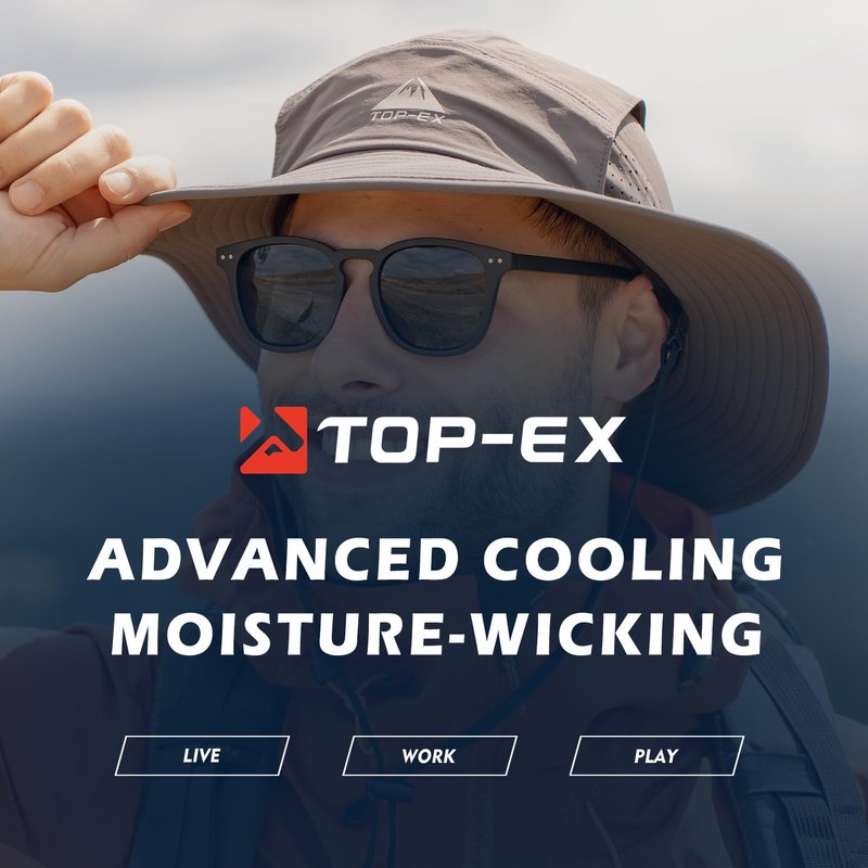 TOP-EX Breathable Sun Hats for Men Waterproof Brim Bucket UPF50+ UV Protection Boonie Beach Fishing Hiking Golf Packable Gifts Big Head Large XXL XL Dark Grey