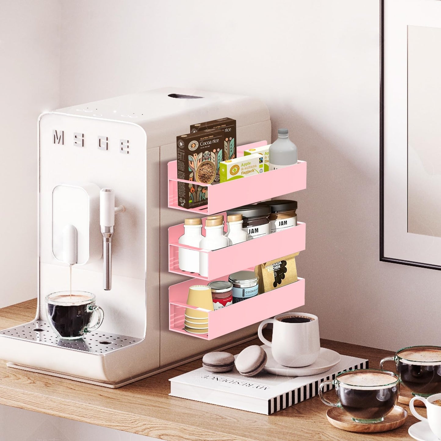 Magnetic Spice Rack Organizer for Fridge Seasoning Organizer for Kitchen storage with Screw Magnetic Shelf with Hook for Refrigerator and Oven (6pack)