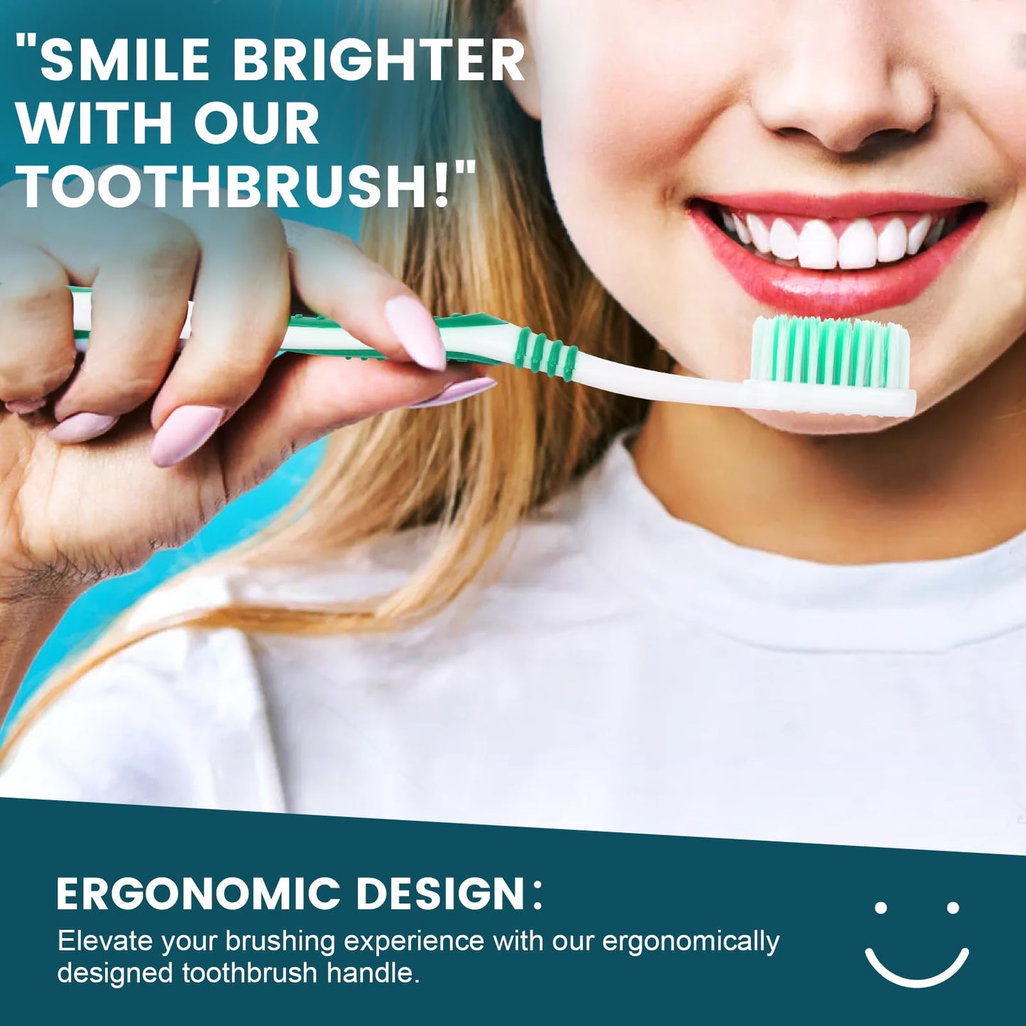 Navona 50 PCS Premium Individually Wrapped Bulk Toothbrush Pack, Disposable Toothbrushes, Kids Toothbrush, Medium Soft Bristle Toothbrushes, Ergonomics Handle, Perfect for Travel Hotel Donation