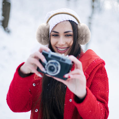 Justay Comf Ear Muffs, Women Earmuffs Faux Fur for Winter Adjustable Ear Warmer One Size,Brown