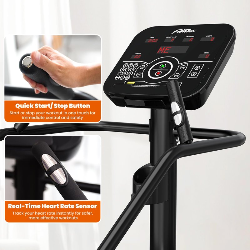 EFFICRAFT Stairmaster Machine with LED Screen, Commercial Grade Stair Climber, 15 Speed Levels Stair Master for Exercise at Home, 15-188 Steps/Min, White Iron Shell