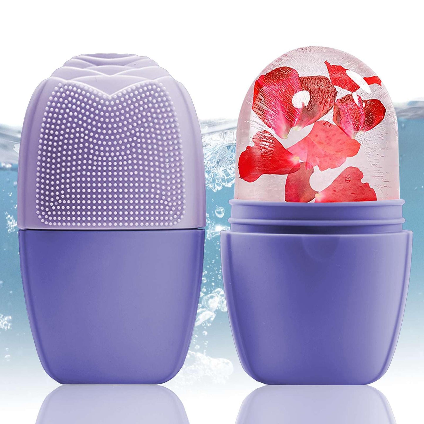 XHJRI Ice Cube Roller Massager for Face, Eyes and Neck Naturally Conditioning and Skin Care,De-Puff Eye Bags,Reduce Migraine Pain,Reusable Massage Silicone Ice Mold (Pink)