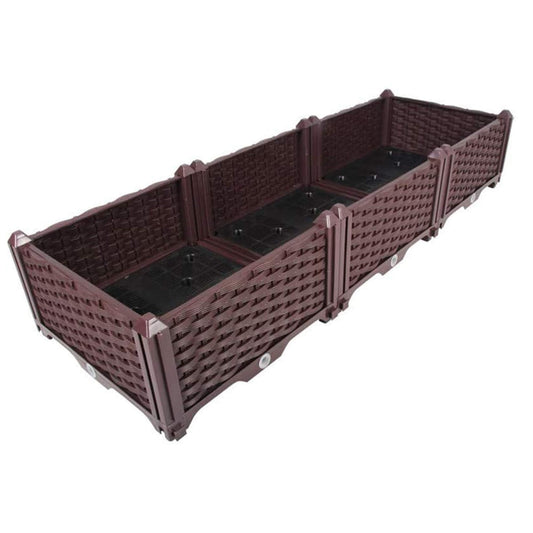 Elevated Planting Box, Indoor Outdoor Planter Boxes, Modern Rattan-Style Plastic Plant Stand, Garden Raised Bed for Vegetables, Herbs, Flowers,48"x16"x9"/120x40x23cm