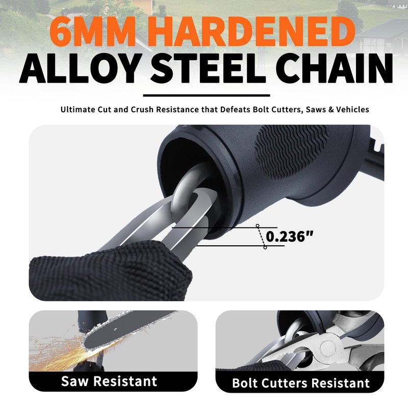Pvrud Bike Chain Lock, 5 Digit Combination Heavy Duty Anti Theft 3.9Ft Bicycle Chain Lock,6mm Thick High Hardness keyless Bike Lock for Bike,Scooter,Motorcycle,Door, Gate