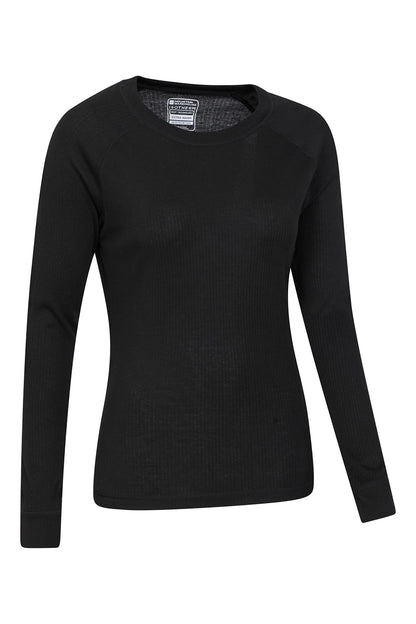 Mountain Warehouse Talus Womens Round Neck Tops - Multipack Ladies Thermal Tee, Lightweight, Quick Drying - Best for, Skiing, Snowboarding to wear as a Baselayer Black (2 Pack) Women's Size 14