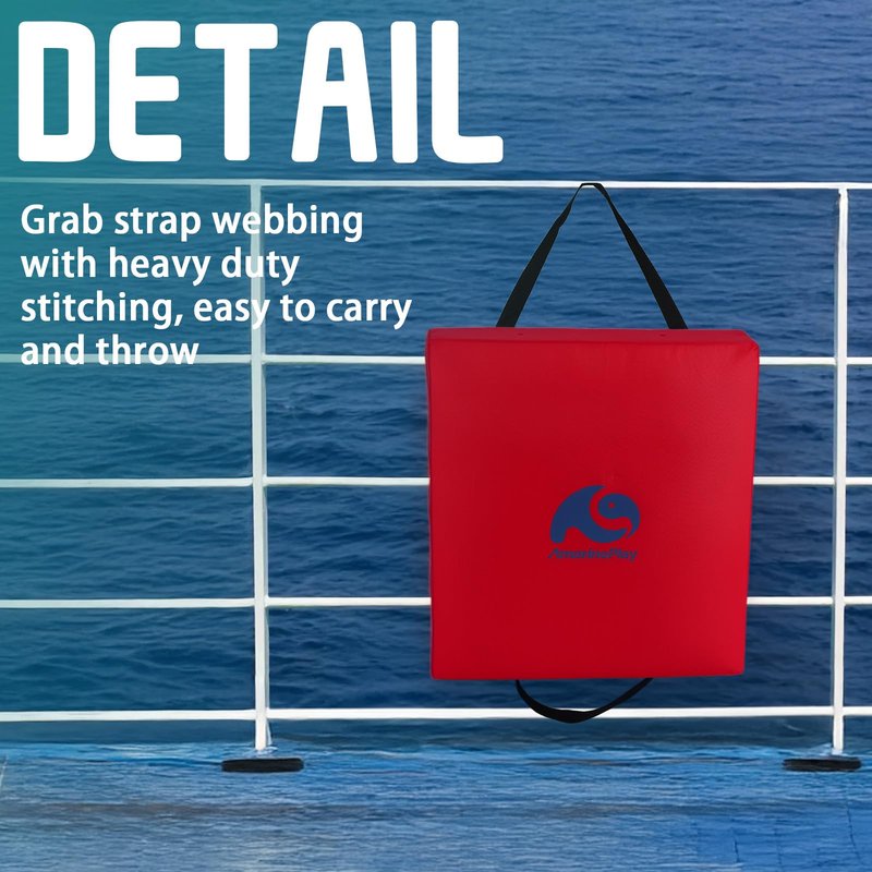 Throwable Flotation Cushion,Emergency Marine Foam Flotation Throwable Device,USCG Approved Type IV PFD Boat Throw Seat Cushion Life Preserver Emergency Safety Equipment for Boat Kayak Canoe Red-1PK