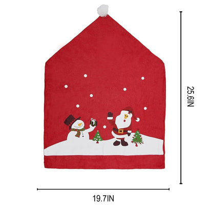 Phedrew 6Pcs Christmas Chair Covers Xmas Dining Chair Slipcovers Santa Hat Chair Back Covers for Christmas Banquet Holiday Festival Decor