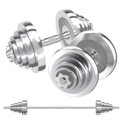 VIVITORY Fitness Dumbbells Set, Adjustable Weight Sets up to 11/22/44/66/110 lbs, with Metal Connecting Rod Used As Barbell, Chromed Weights, Hardcover Gift Box, Home Gym Work Out Training Equipment