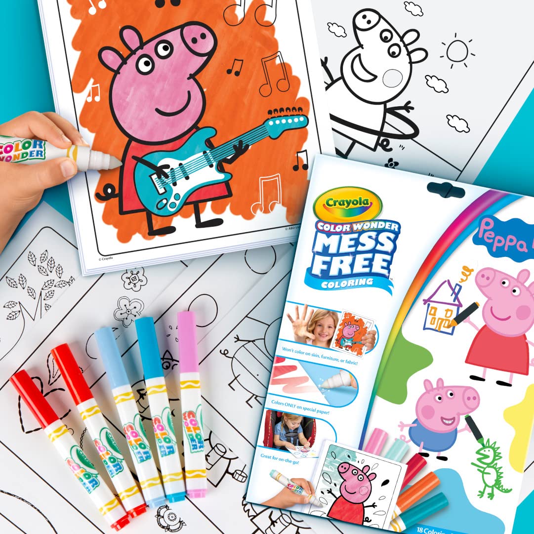 CRAYOLA Color Wonder - Peppa Pig Mess-Free Colouring Book (Includes 18 Colouring Pages & 5 Magic Color Wonder Markers) Packaging may vary