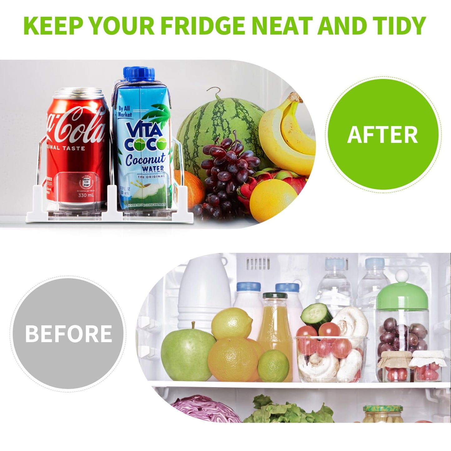 Drink Organizer for Fridge, Soda Can Dispenser for Refrigerator, Automatic Drink Dispenser for Fridge Holds up to 25 Cans, 5 Row