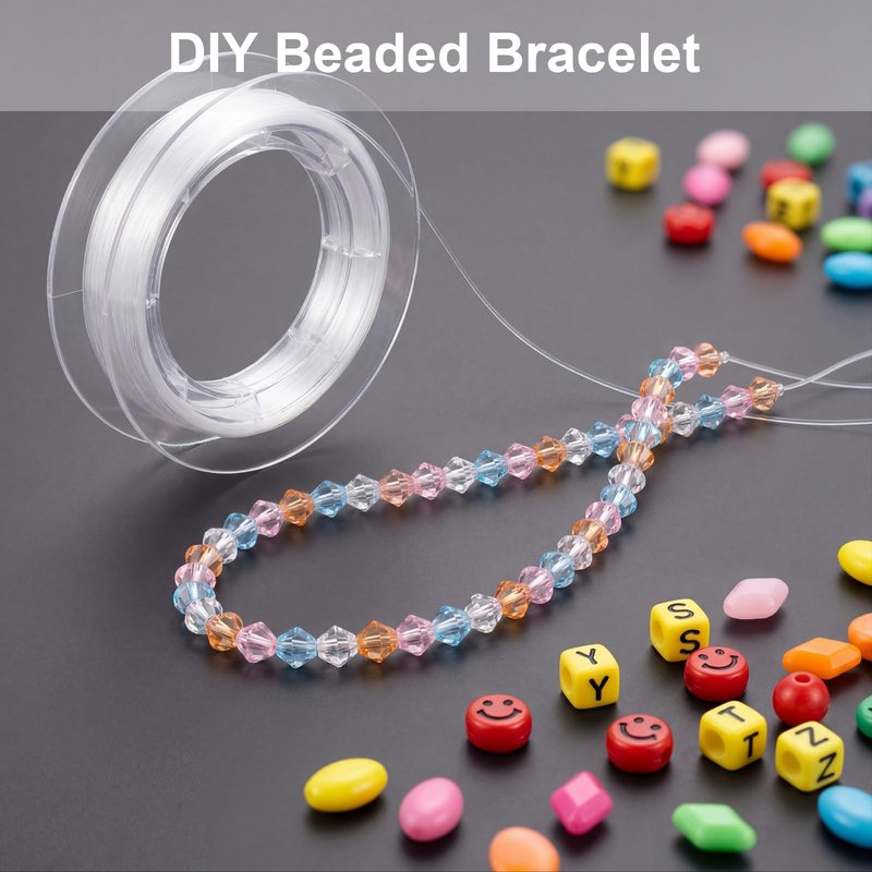 Tatuo 218 Yards/ 654ft Clear Fishing Line 0.25mm Nylon Invisible Thread String for Hanging Christmas Ornaments, Bracelet Making, Sew Hobby, Clear Beading Thread with Bead Needle