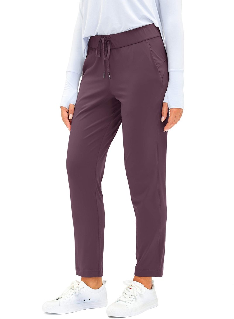 G Gradual Women's Pants with Deep Pockets 7/8 Stretch Sweatpants for Women Athletic, Golf, Lounge, Work (Wine Red, Small)