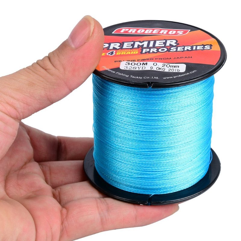 BAIKALBASS Superpower Braided Fishing Line 4 Strands Strong Multifilament PE Braid Wire for Saltwater 328Yard/300M 8LB Blue