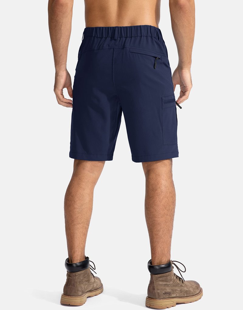 Pudolla Men's Hiking Cargo Shorts 9" Lightweight Outdoor Work Shorts for Men Travel Golf Camping Casual with 5 Zipper Pockets(Navy X-Large)