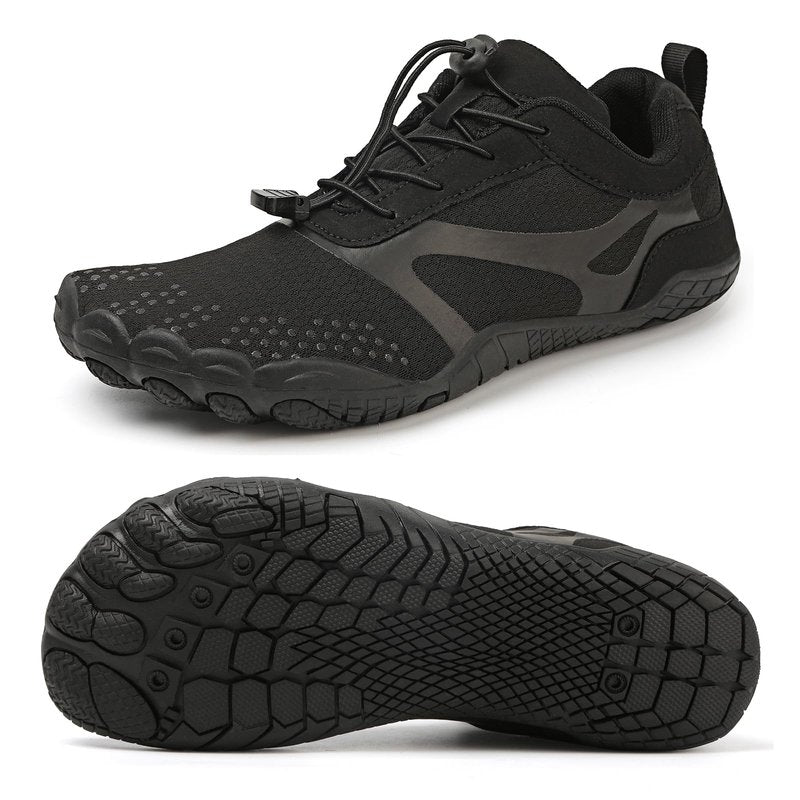 todaysunny Barefoot Shoes Mens Womens Minimalist Cross Training Shoes with Wide Toe Box Athletic Zero Drop Trail Walking Hiking Running Sneakers Black
