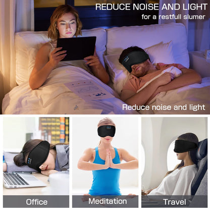LC-dolida Bluetooth Sleep Mask Headphones,100% Blackout Sleeping Headphones Eye Mask for Sleeping with Travel Bag,Eye mask with Bluetooth Earphones for Travel,Nap Sleeping,Shift Work