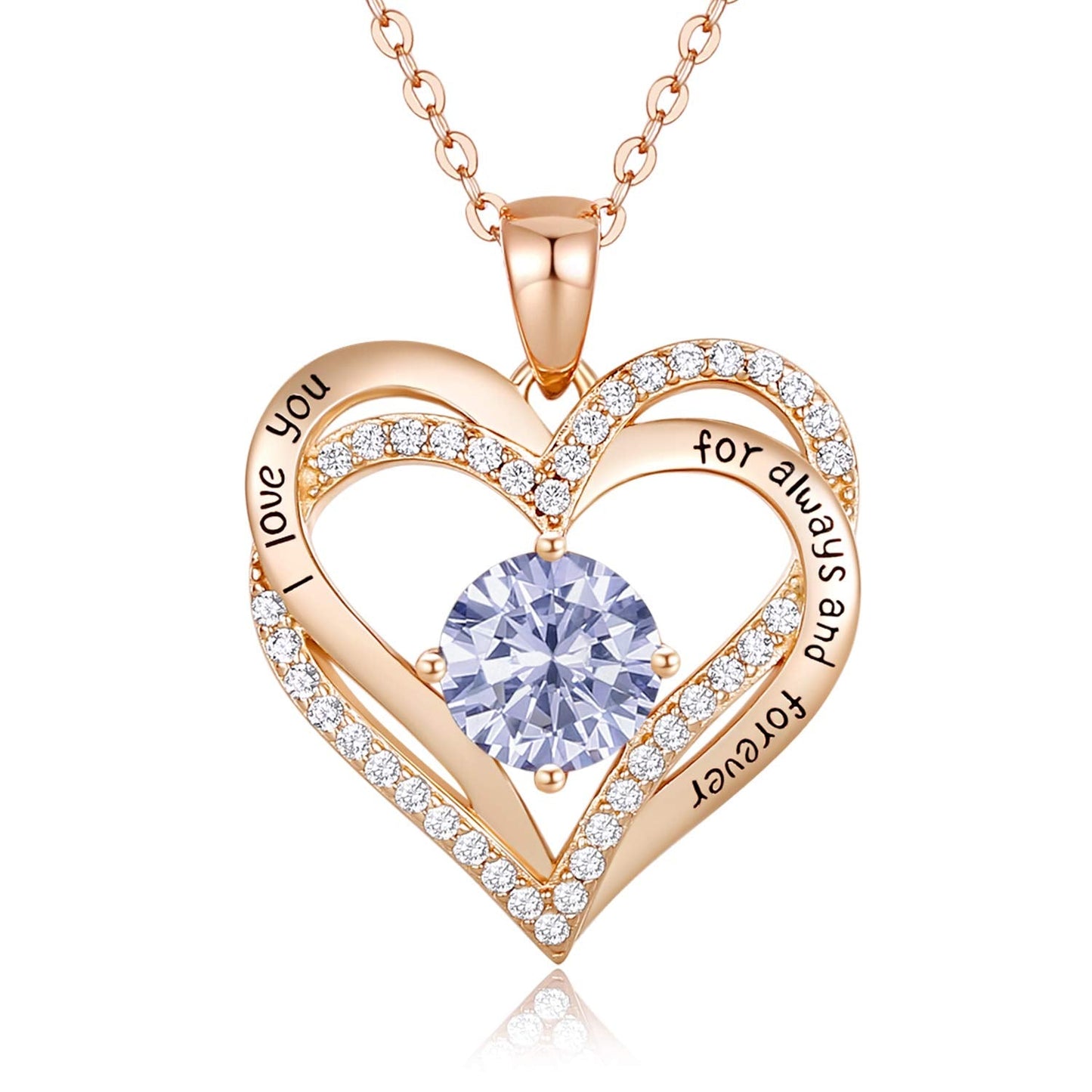 CDE Valentine's Day Gift Forever Love Heart Necklaces for Women, Wedding Anniversary, Birthday Mothers Christmas Day Gifts for Mom, Mother, Wife, S925 Silver Jewelry with Birthstone Pendant