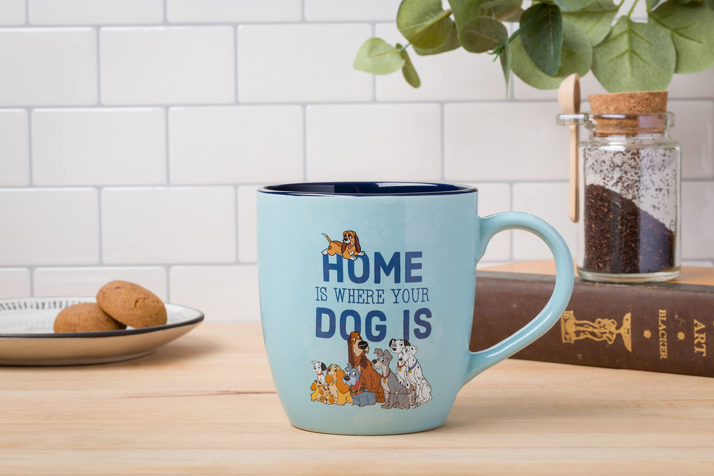 Silver Buffalo Disney Classics Dogs Home Is Where Your Dog Is Featuring 101 Dalmatians, Lady and the Tramp, The Fox and the Hound, and Oliver & Company Ceramic Mug, 18 Ounces