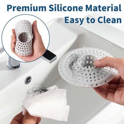 Bathtub Drain Hair Catcher,Tub Shower Drain Hair Trap/Strainer,3PCS Silicone Collapsible Tub Hair Catcher Drain Protector Designed for 1.47" to 1.75'' Regular Drains(Dark Gray)