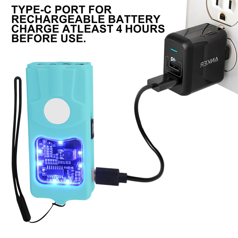 FIGHTSENSE Flashlight Stun Gun for Self Defense – Rechargeable Stun Gun for Women – Compact & Powerful Self Defense Flashlight (Cyan)