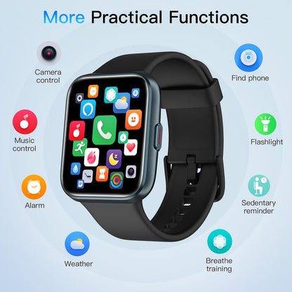Smart Watch for Men Women (Answer/Make Call), Alexa Built-in, 1.8" Touch Screen Fitness Watch with SpO2 Heart Rate Sleep Monitor, 100 Sport, IP68 Waterproof Step Counter Smartwatch for iPhone Android