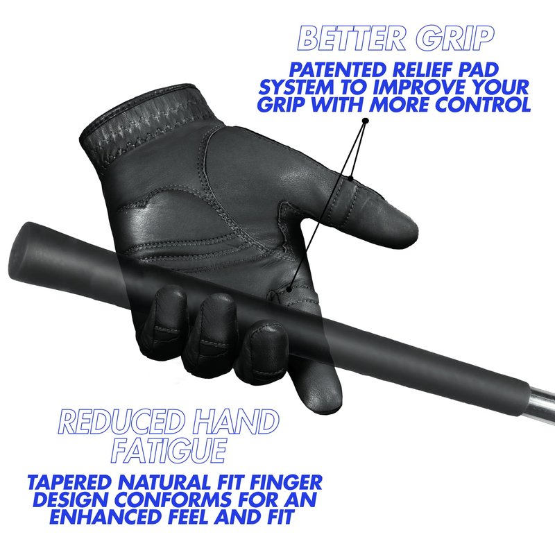 Bionic Men's StableGrip with NaturalFit 2.0 Golf Glove with Dual Expansion Thumb for Best Fit - Premium Cabretta Leather… (Black, X-Large, Left)