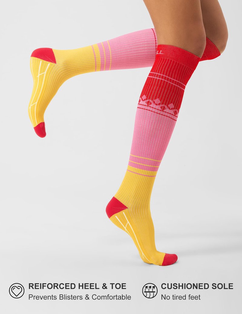 FITRELL 3 Pairs Compression Socks for Women and Men 20-30mmHg- Circulation and Muscle Support Socks for Travel, Running, Nurse, Knee High, Popsicle, L/XL