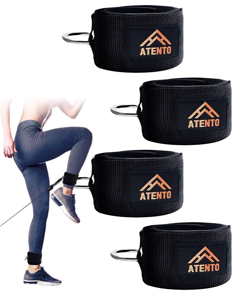 ATENTO 2 Pairs Ankle Strap for Cable Machine, Comfortable Padded Ankle Wrist Cuffs for Kickbacks, Gym, Glutes Workout & Lower Exercises, Adjustable & Breathable Ankle Straps for Women & Men