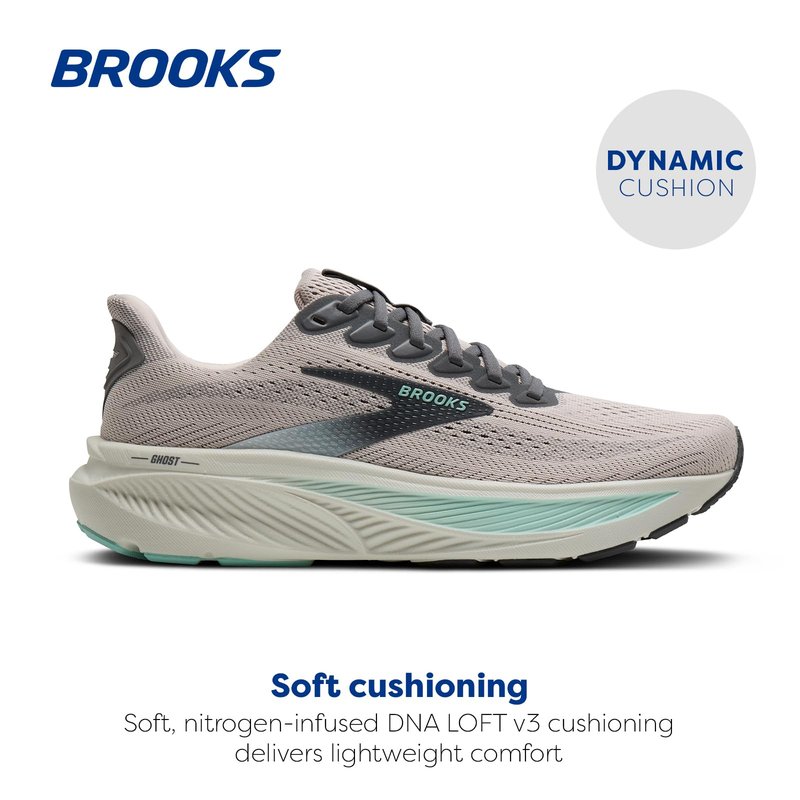 Brooks Women’s Ghost 17 Neutral Running Shoe - Mauve/Yucca/Bluewash - 5 Medium