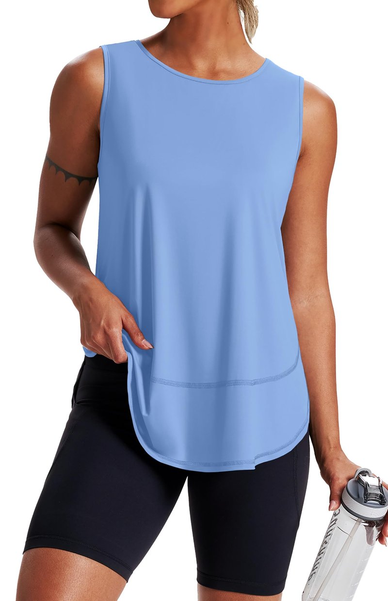 NIASHOT Tank Top for Women Workout Tops Sleeveless Shirts Lightweight Tops Athletic Tank Tops Cute Summer Clothes Spring Riding Tennis Shirts Activewear Gym Yoga Shirts Fashion L