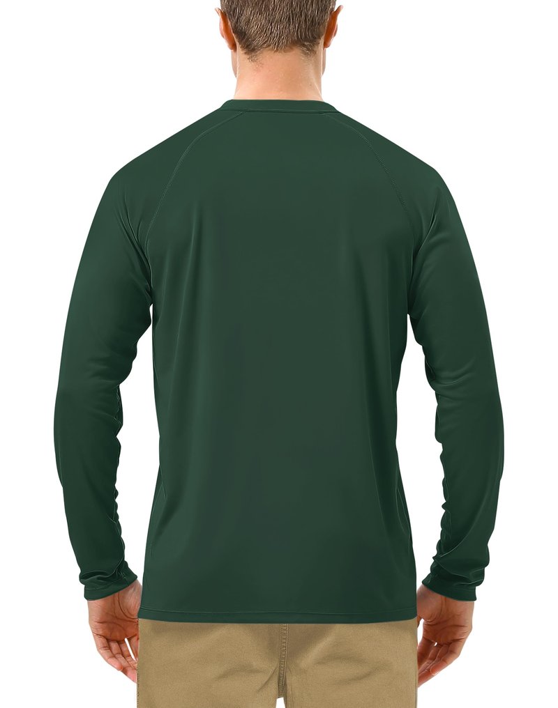 Roadbox Mens UPF 50+ Long Sleeve SPF Diving Rash Guard UV Sun Protection Shirts for Outdoor Fishing Hiking Swimming Running Emerald Green