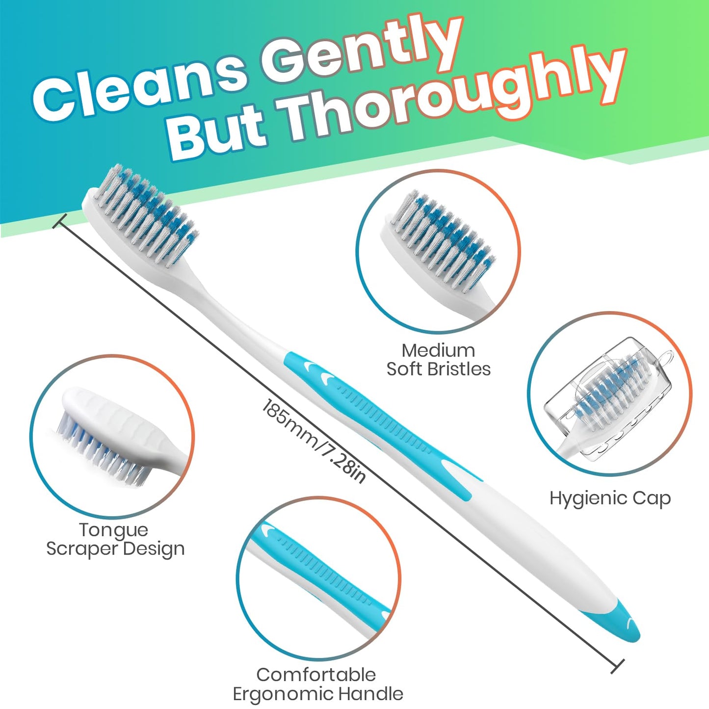 30 Pack Bulk Toothbrushes with Covers, Individually Wrapped Tooth Brush Pack for Adults & Kids, Disposable Toothbrush Medium Soft for Travel, Donations, Hotels