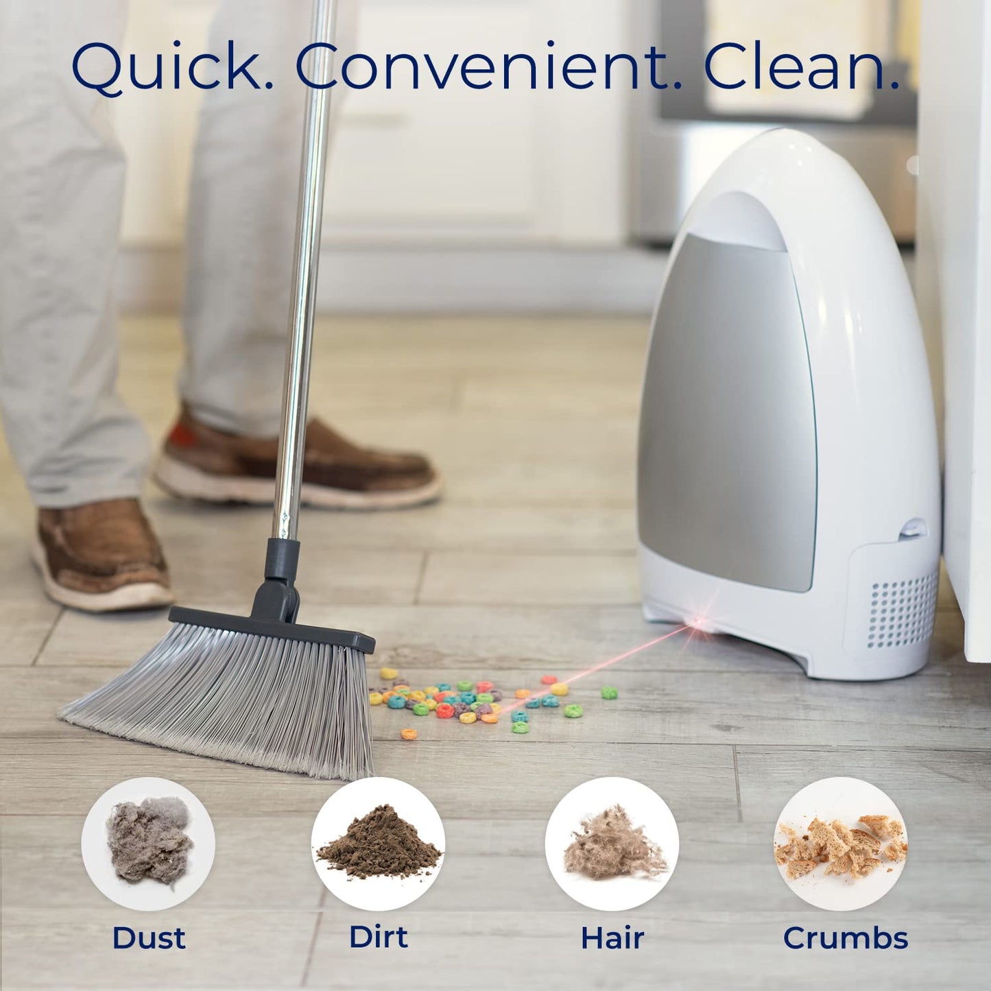 EyeVac Home Touchless Vacuum Automatic Dustpan - Great for Sweeping Pet Hair Food Dirt Kitchen - Ultra Fast & Powerful, No More Bending Down, Bagless, Corded, Automatic Sensors, 1000 Watt (White)