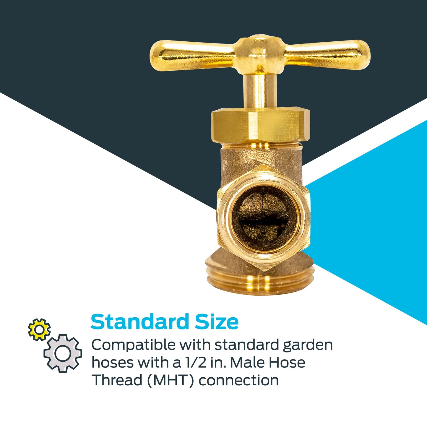 Eastman Irrigation Hose Bibb, 1/2 Inch MIP x 1/2 Inch MHT Outdoor Spigot, Brass Garden Valve, 20181