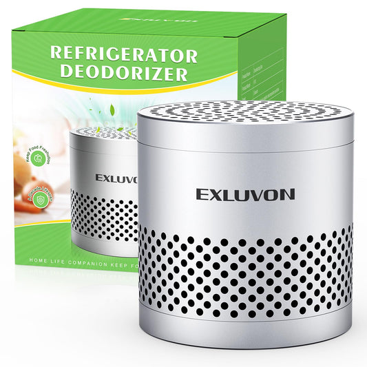 Exluvon Fridge Deodorizer, Lasts for 10 Years Refrigerator Deodorizer Odor Eliminator,Travel Size Air Purifiers, More Effective Than Baking Soda Bamboo Charcoal Air Purifying Bag, Silver