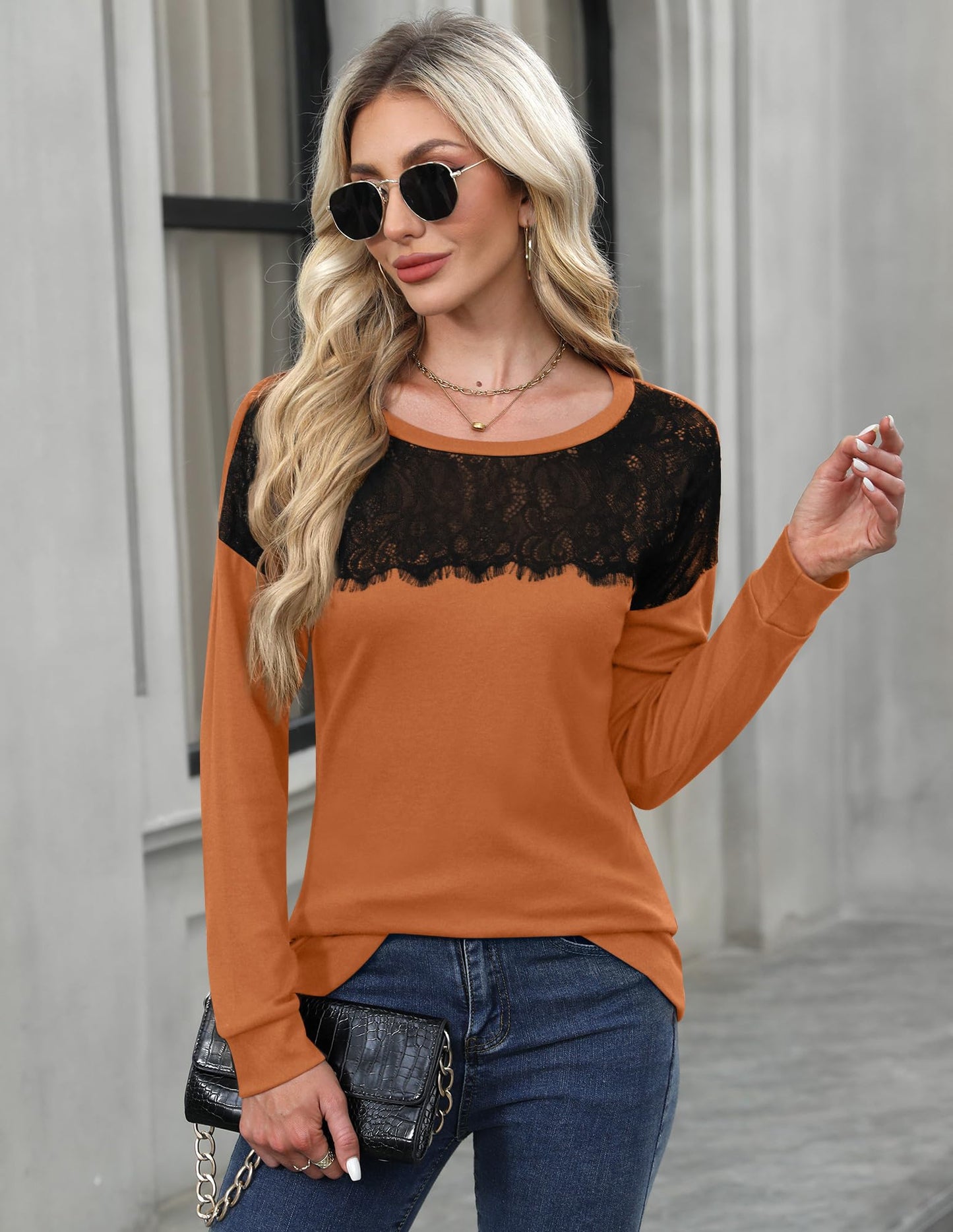 For G and PL Halloween Lady Fall Dressy Long Sleeve Holiday Top Elegant Trendy Business Sweater Orange L