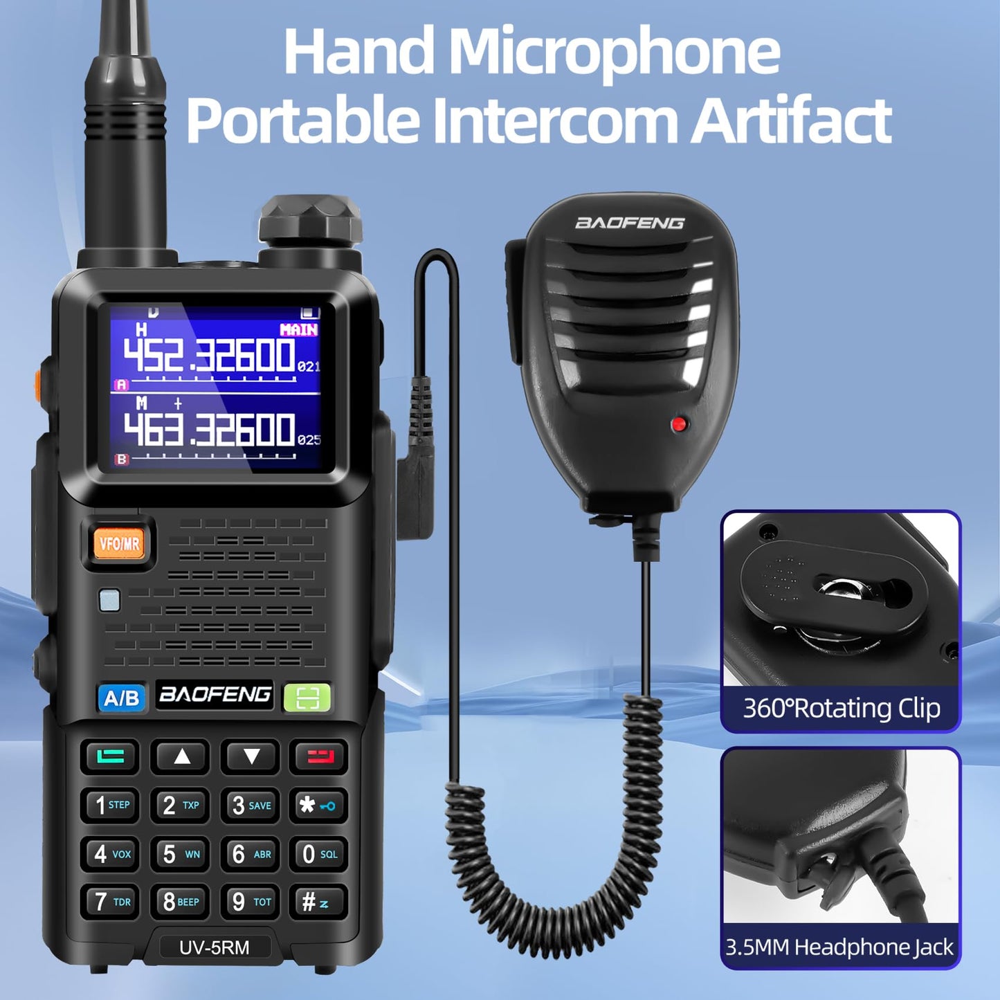 BAOFENG Radio Ham Radio Handheld Long Range UV-5RM 10W Upgrade of BAOFENG UV-5R, Rechargeable Two Way Radios with Chirp Compatible, 2500mAh USB-C Charging Battery for Survival Gear Camping, 2 Pack