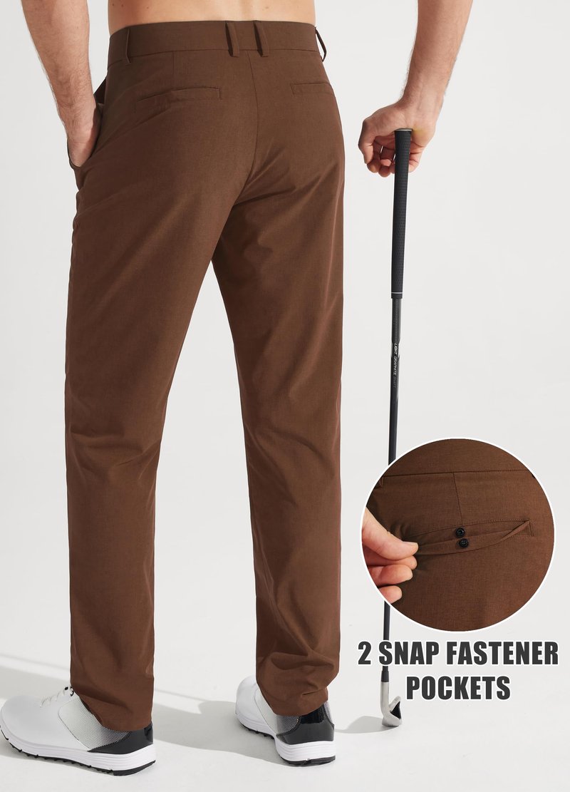 Libin Men's Dress Pants 32" Comfy Business Casual Golf Pants Quick Dry Lightweight Clothing for Men Travel Vocation Work Trousers Water Resistant, Light Coffee, 38W x 32L