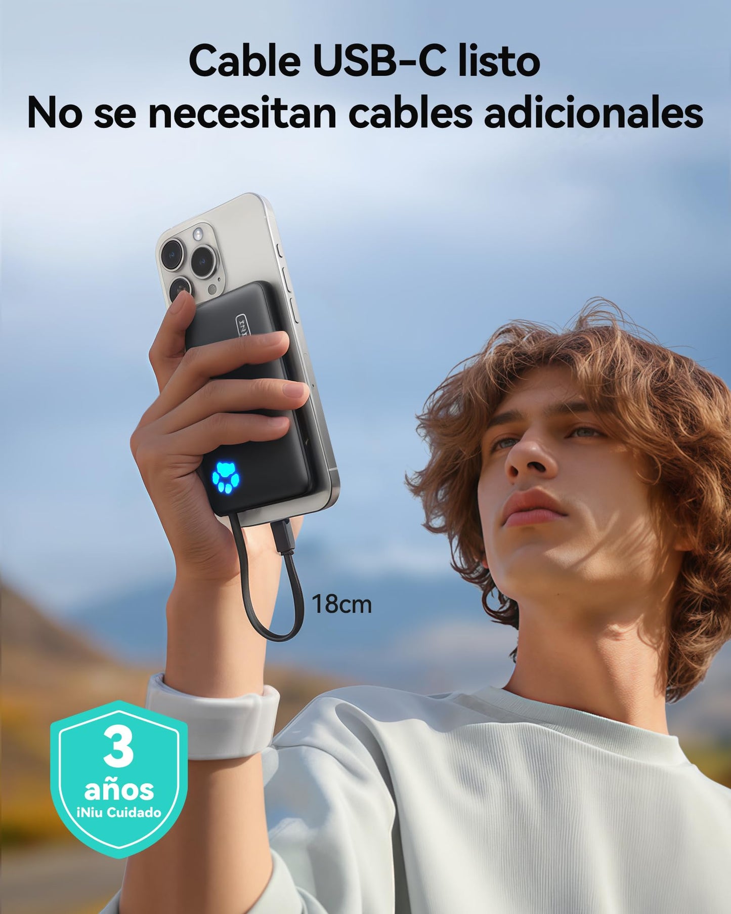 INIU 45W Portable Charger, 10000mAh Built-in USB C Cable Fast Charging Power Bank, Small Type C Battery Pack, Powerbank for iPhone 17 16 15 14, iPad, Samsung S25 S24 etc. Travel Camping Essentials