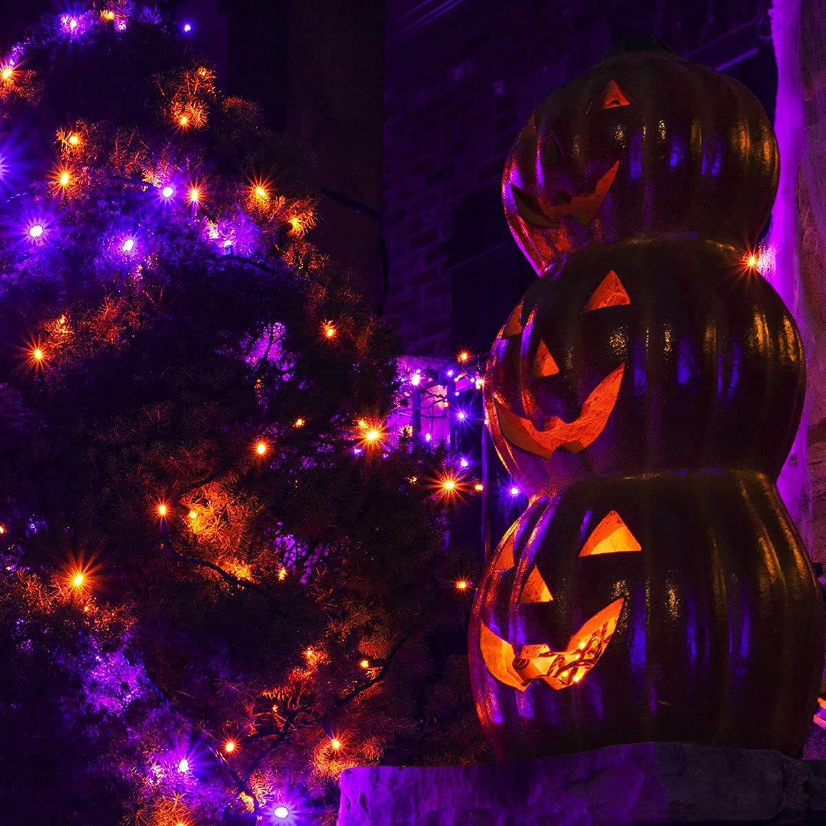 kemooie 500 LED Halloween Lights, 164FT 8 Lighting Modes Plug in Waterproof Fairy Lights for Outdoor Tree Party Garden Balcony Halloween Decorations (Purple and Orange)