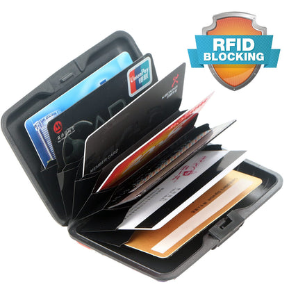 BOHONG Credit Card Holder Small RFID Blocking Wallet Business Metal Slim Mini Aluminum Hard Case for Women Men-A Bird