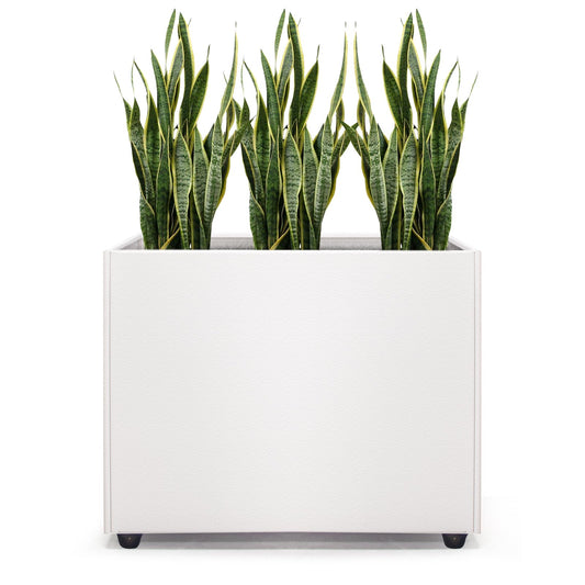 Zezgeuro Planter Box Rectangular Block - 16×12×12IN Galvanized Steel Metal Long Box Planter Easy Installation Modern Outdoor Tall Planters All-Weather Use with Drainage Holes for Patio/Porch(White)