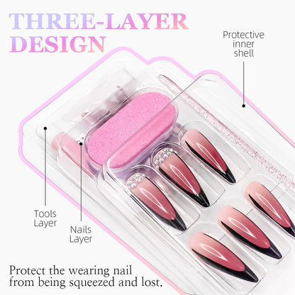 Halloween Press on Nails Long Ballerina Fake Nails Horror Joker and Red Balloon Design False Nails Kit Full Cover Artificial Nails Reusable Glue on Fake Nails Press ons Halloween Manicure 24Pcs