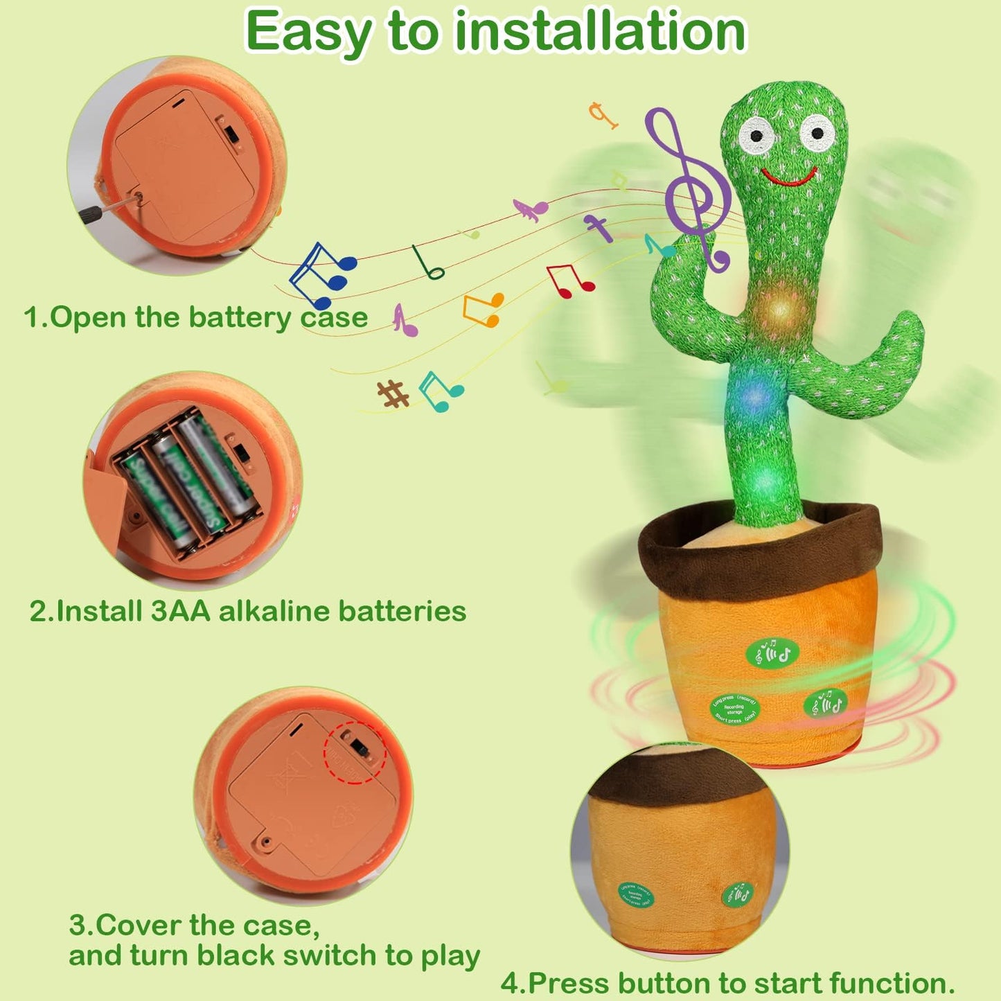 HICAS Dancing Talking Cactus Toy Repeat What You Say Singing Cactus Voice Recorder Baby Toys Volume Control with 120 Songs Funny Children Education Toys, Gifts and Home Decoration