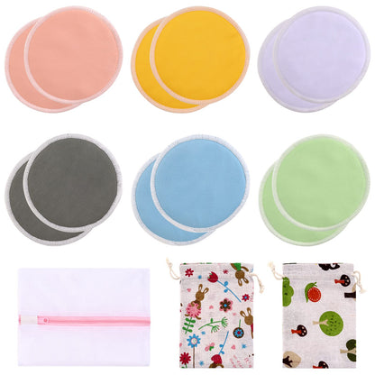 Lictin 12 pcs (6 Pairs) Nursing Pads Set Nursing Pads Washable Organic Bamboo Nursing Pads Reusable Nursing Pads Washable Soft Absorbent Nursing Pads with 1 Laundry Bag and 2 Organza Bags