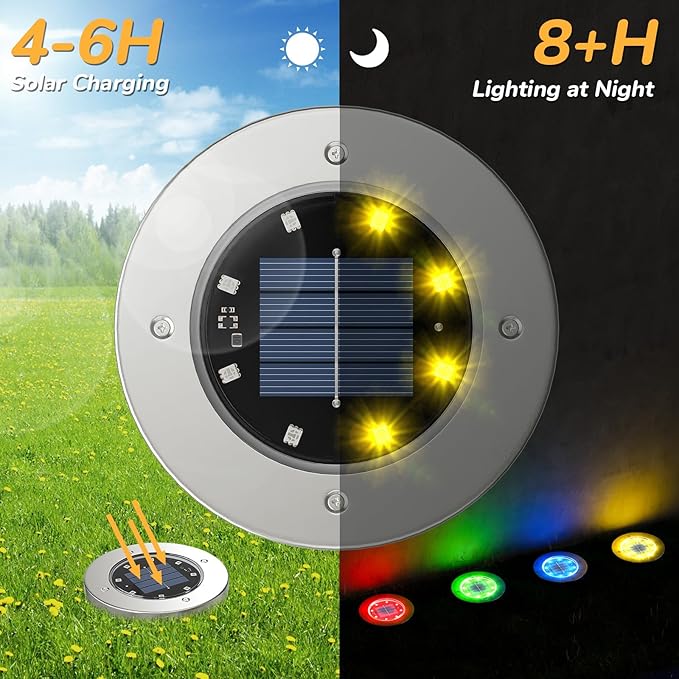 INCX Halloween Solar Lights Outdoor, Color Changing 12 Pack Solar Pathway Lights with Auto On/Off，Waterproof & Anti-Rust Landscape Lighting for Garden, Yard, Patio, Deck - Halloween Decorations